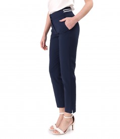 Elastic cotton pants with front pockets