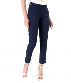 Elastic cotton pants with front pockets