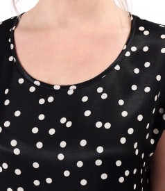 Satin viscose blouse printed with polka dots