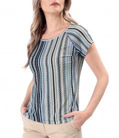 Elastic jersey blouse with raglan sleeves