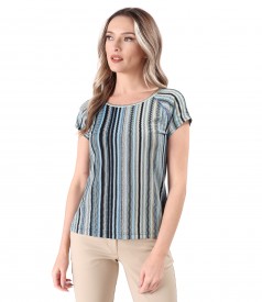 Elastic jersey blouse with raglan sleeves