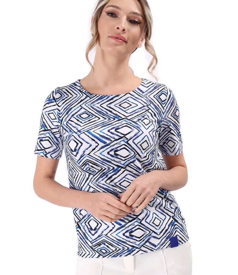 Blouse made of printed elastic cotton