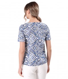 Blouse made of printed elastic cotton