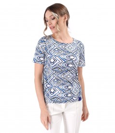 Blouse made of printed elastic cotton