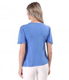 Elegant elastic jersey blouse with wide sleeves