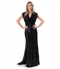 Long sequined evening dress