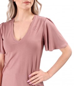 Elegant elastic jersey blouse with wide sleeves