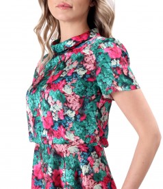 Satin midi dress printed with floral motifs