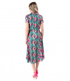 Satin midi dress printed with floral motifs