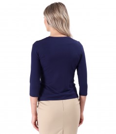 Elastic jersey blouse tied with cord
