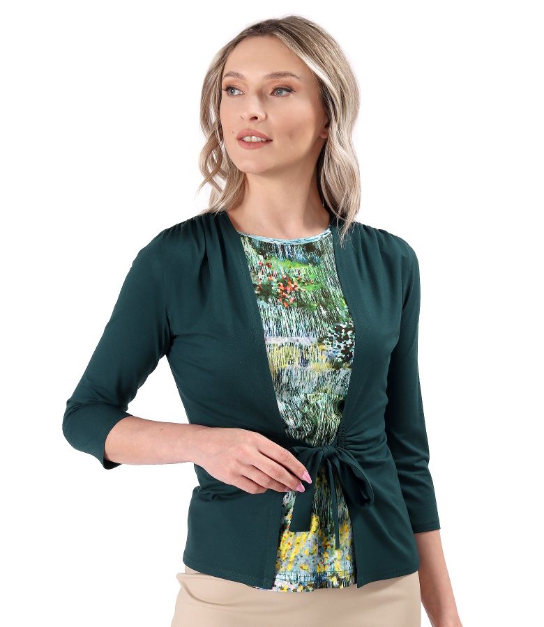 Jersey blouse tied with cord