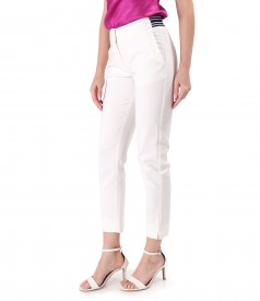 Elastic cotton pants with front pockets