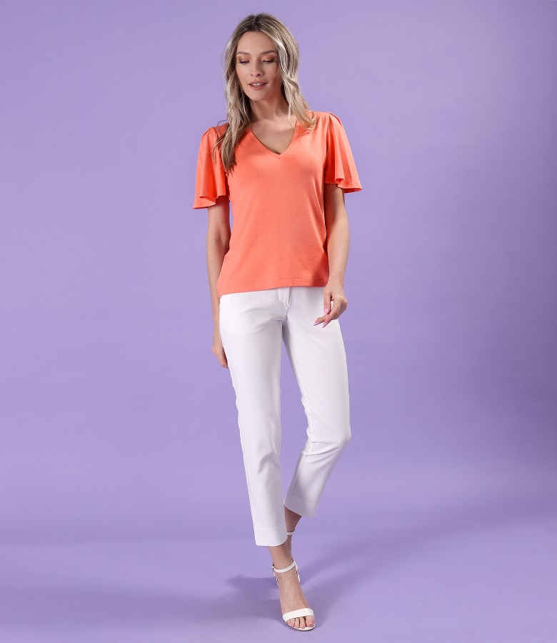 Elastic jersey blouse with elastic cotton pants