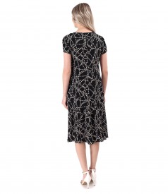 Midi dress with printed viscose frill