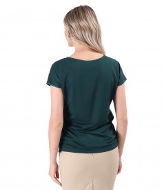Elegant blouse with printed soft veil front