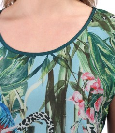Elegant blouse with printed soft veil front