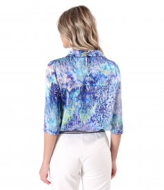 Digitally printed natural silk blouse
