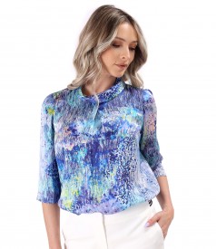 Digitally printed natural silk blouse