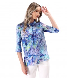Digitally printed natural silk blouse