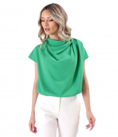 Blouse with pleats on the shoulder