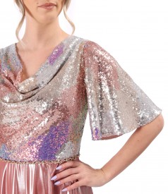 Long occasion dress with sequin bust