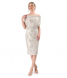 Nude sequins evening dress