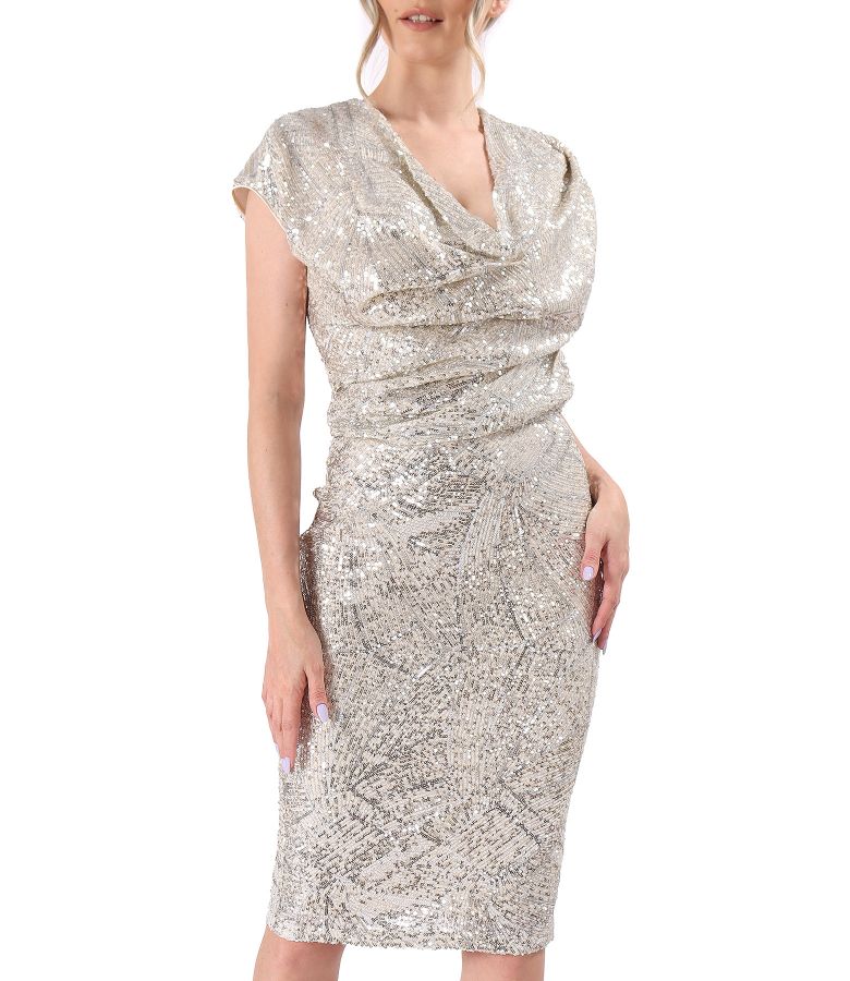 Nude sequins evening dress