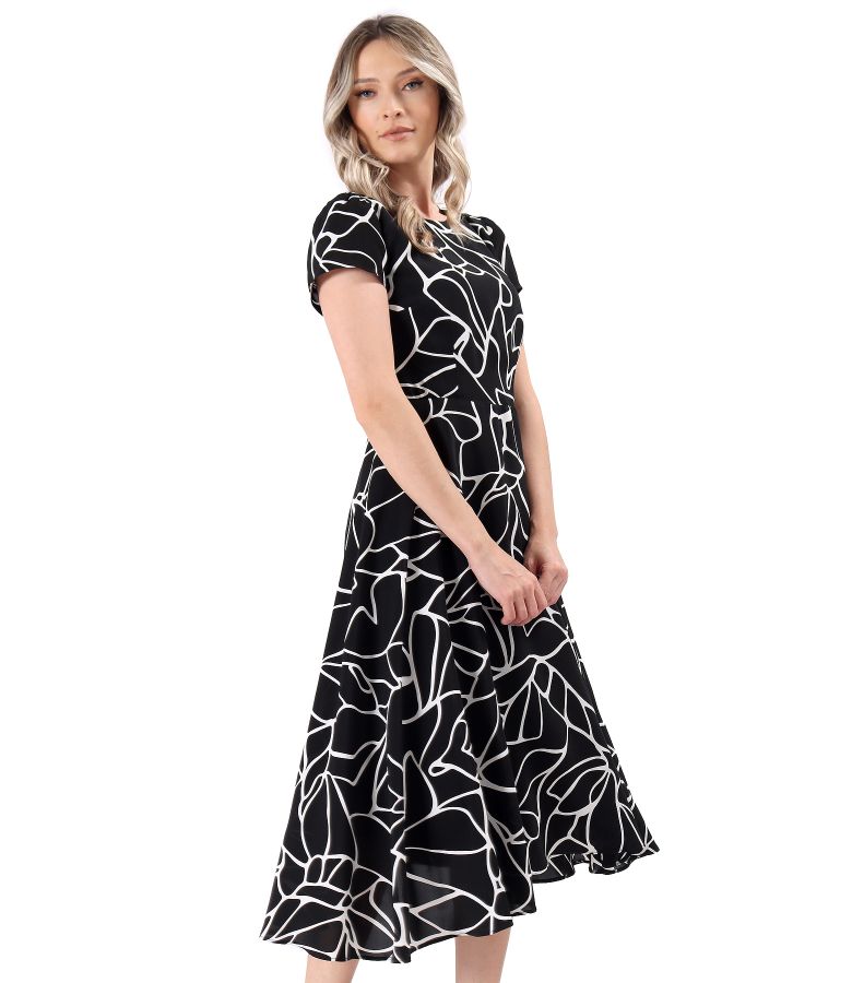 Viscose midi dress printed with geometric motifs