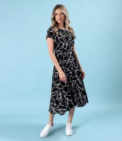 Viscose midi dress printed with geometric motifs