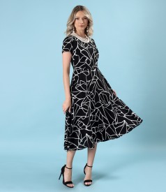 Viscose midi dress printed with geometric motifs