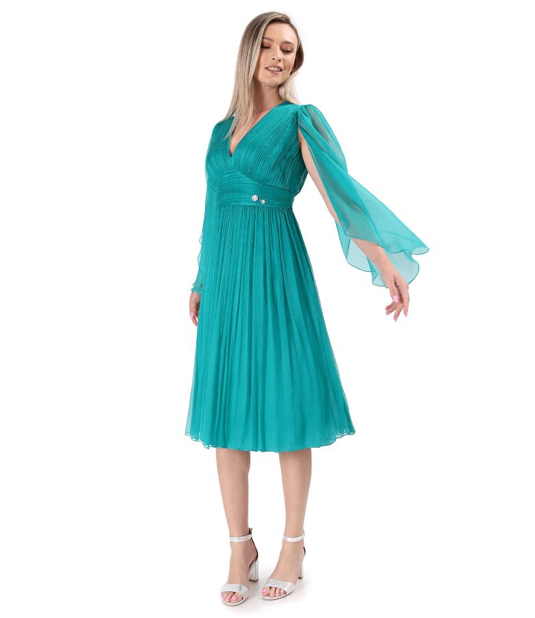 Short evening dress made of natural silk veil