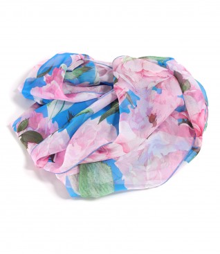 Digitally printed veil scarf with floral motifs