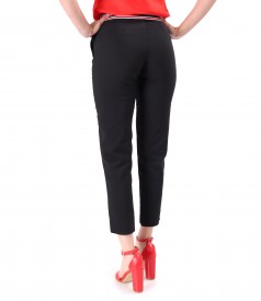 Elastic cotton pants with front pockets