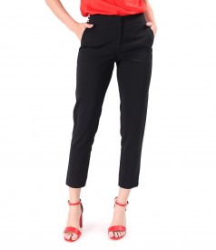 Elastic cotton pants with front pockets