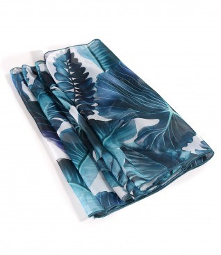 Veil scarf digital printed with floral motifs