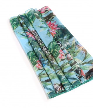 Veil scarf digital printed with floral motifs