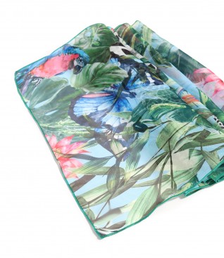 Digitally printed veil scarf with floral motifs