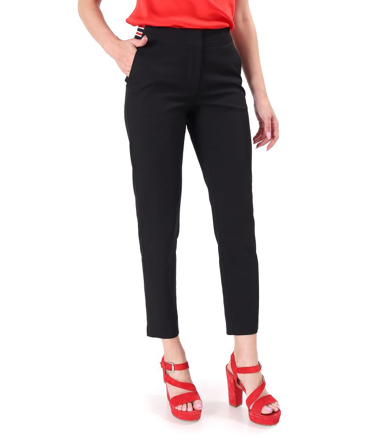 Loose ankle pants made of tencel with cotton