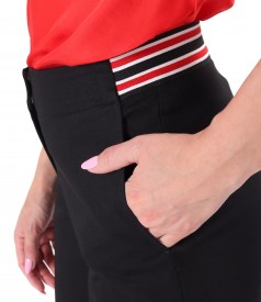 Loose ankle pants made of tencel with cotton