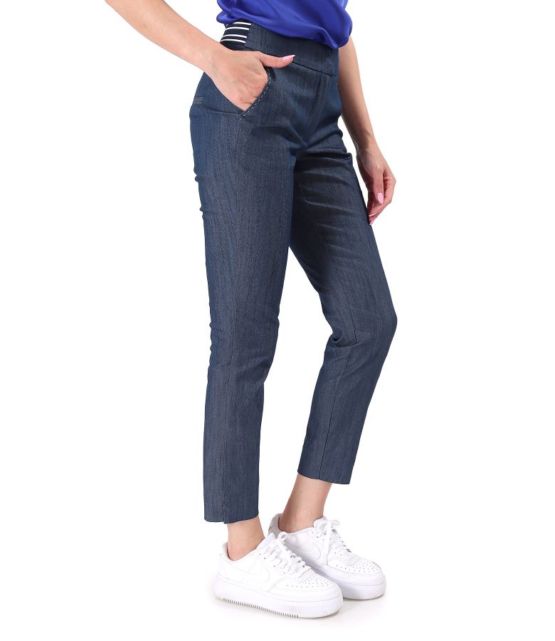 Denim ankle pants with decorative stitching