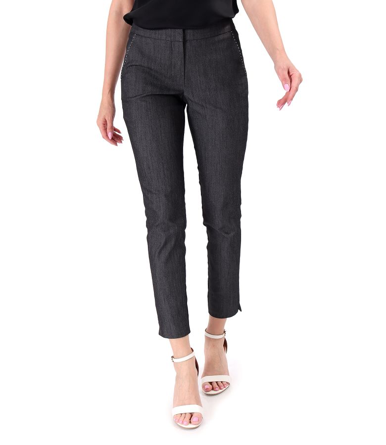 Denim ankle pants with decorative stitching
