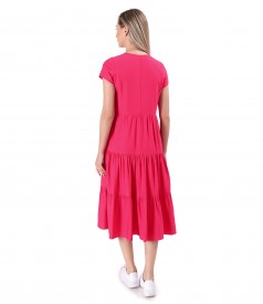 Midi viscose dress with ruffles