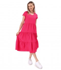 Midi viscose dress with ruffles