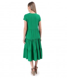 Midi viscose dress with ruffles