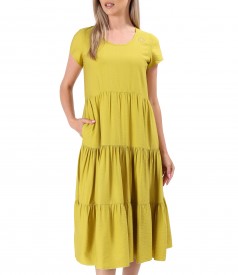 Midi viscose dress with ruffles