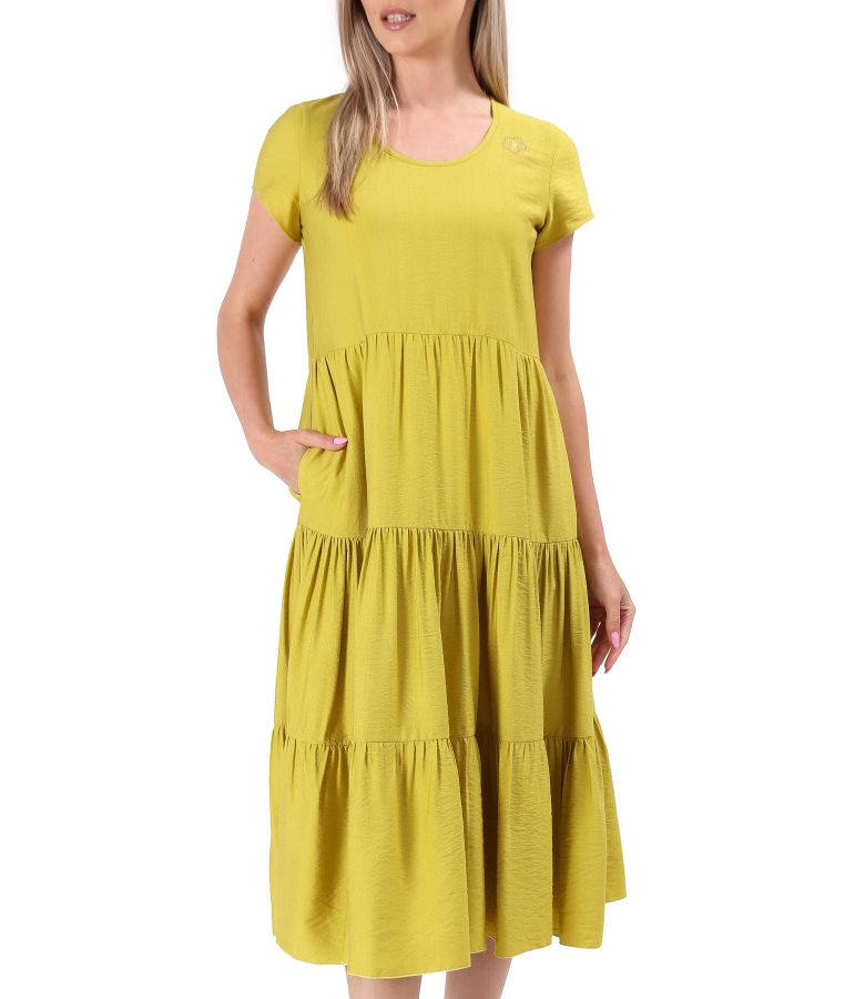 Midi viscose dress with ruffles