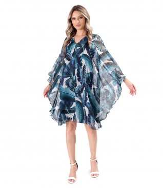 Butterfly dress made of digital printed veil with floral motifs