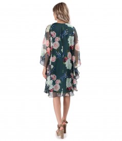 Butterfly dress made of digital printed soft voile with floral motifs
