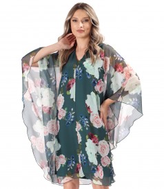 Butterfly dress made of digital printed soft voile with floral motifs