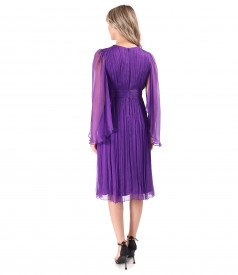 Short evening dress made of natural silk veil